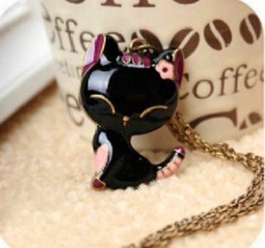 Long Chain 2016 Colorful Cat Necklace Enamel Pendant