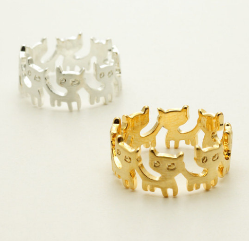 Animal Zinc Alloy Round Cat Ring For Women