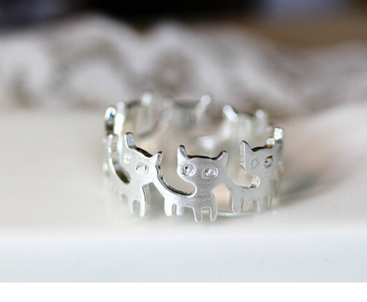 Animal Zinc Alloy Round Cat Ring For Women