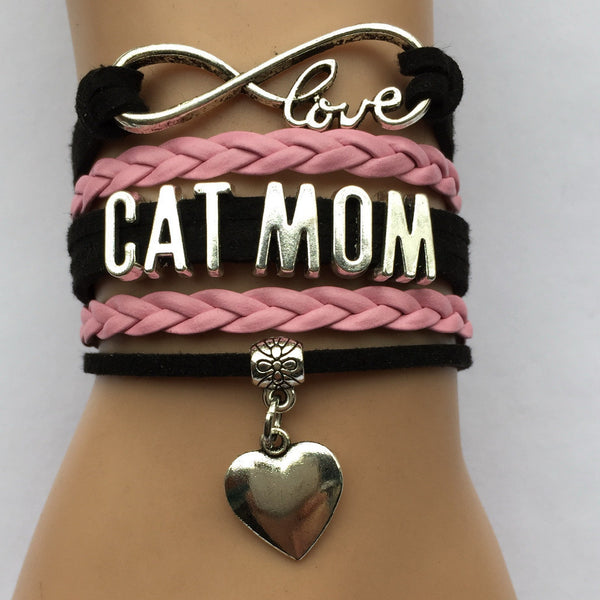 Infinity Love Cat Mom Heart Bracelet