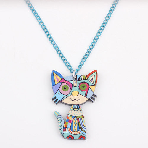 Bonsny Acrylic Cat Necklace Pendant Chain Collar