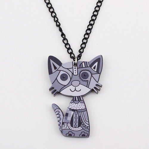 Bonsny Acrylic Cat Necklace Pendant Chain Collar