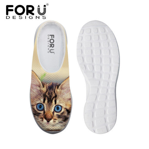 Fashion Unisex Women Sandals Cute Denim Cat Print