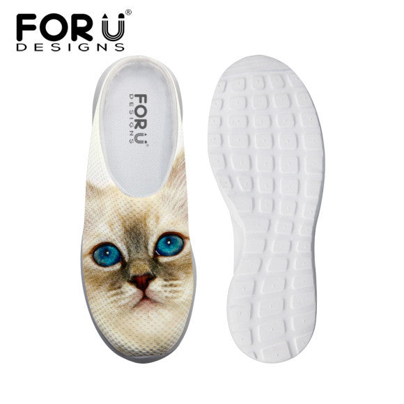 Fashion Unisex Women Sandals Cute Denim Cat Print