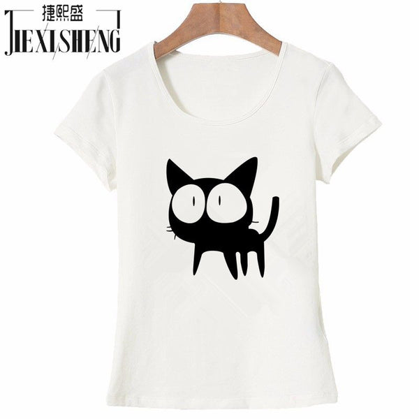 3D Cat Print Cotton O-Neck Vacation Tee Shirt