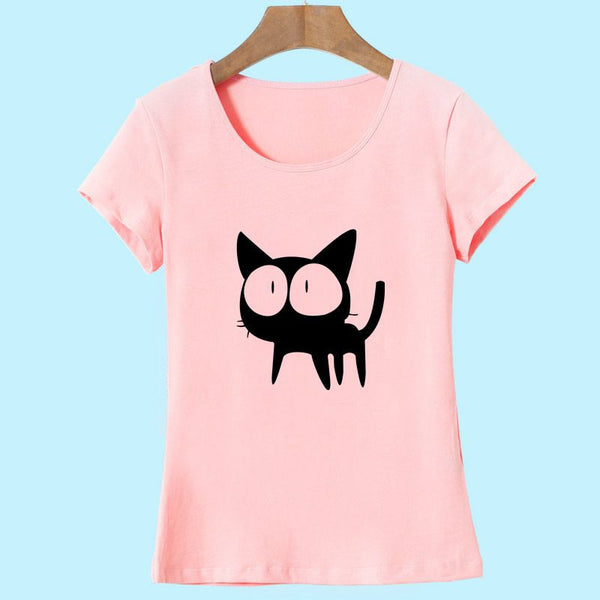 3D Cat Print Cotton O-Neck Vacation Tee Shirt