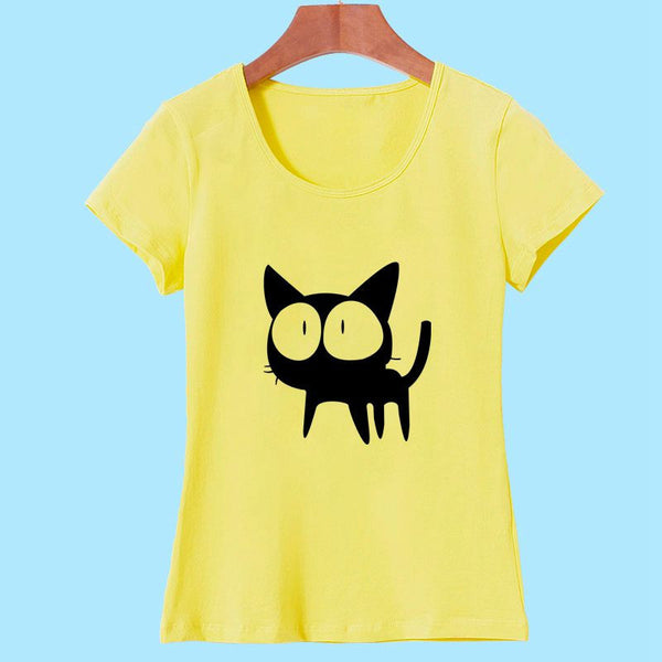 3D Cat Print Cotton O-Neck Vacation Tee Shirt