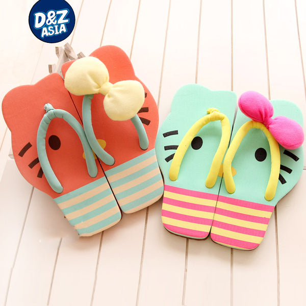 Cat Bow Flat Flip Flops Beach Sandals