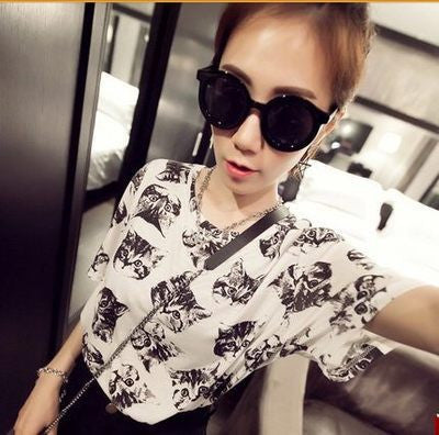 New Cat Print Clothes T-shirts For Women