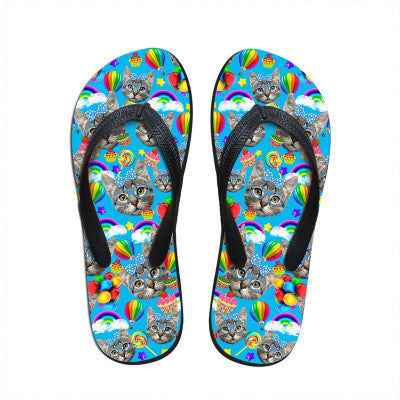 Trendy Cute Ladies Colorful Cat Print Stylish Slippers