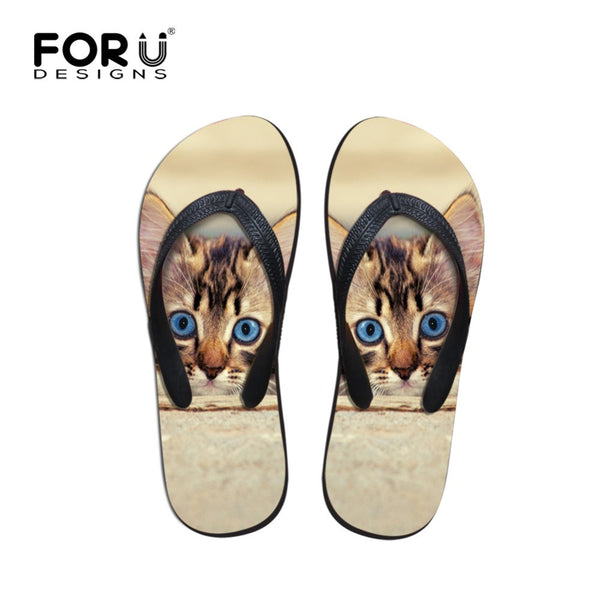 Design Brand Women Flip Flops Flower Cute Cat Sandal