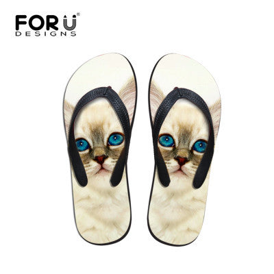 Design Brand Women Flip Flops Flower Cute Cat Sandal