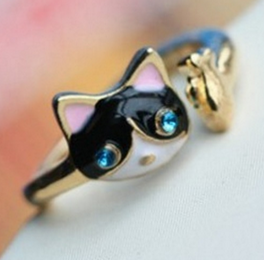 New Wholesale Fashion Rhinestone Cat Ring