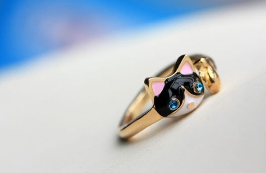 New Wholesale Fashion Rhinestone Cat Ring